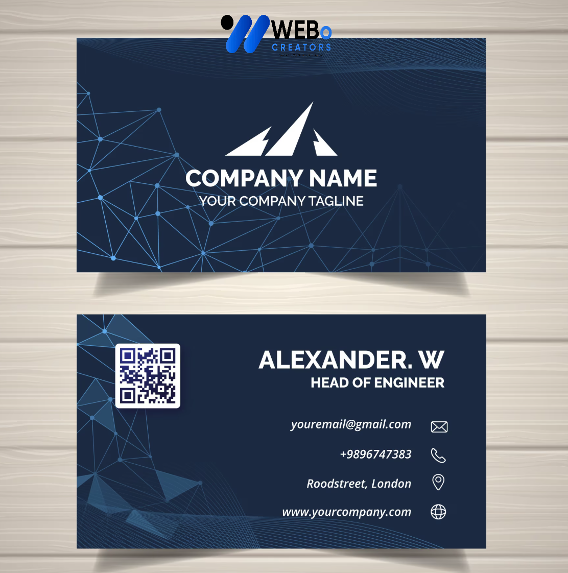 Elegant Professional Business card design with golden stripes Agency in Dubai