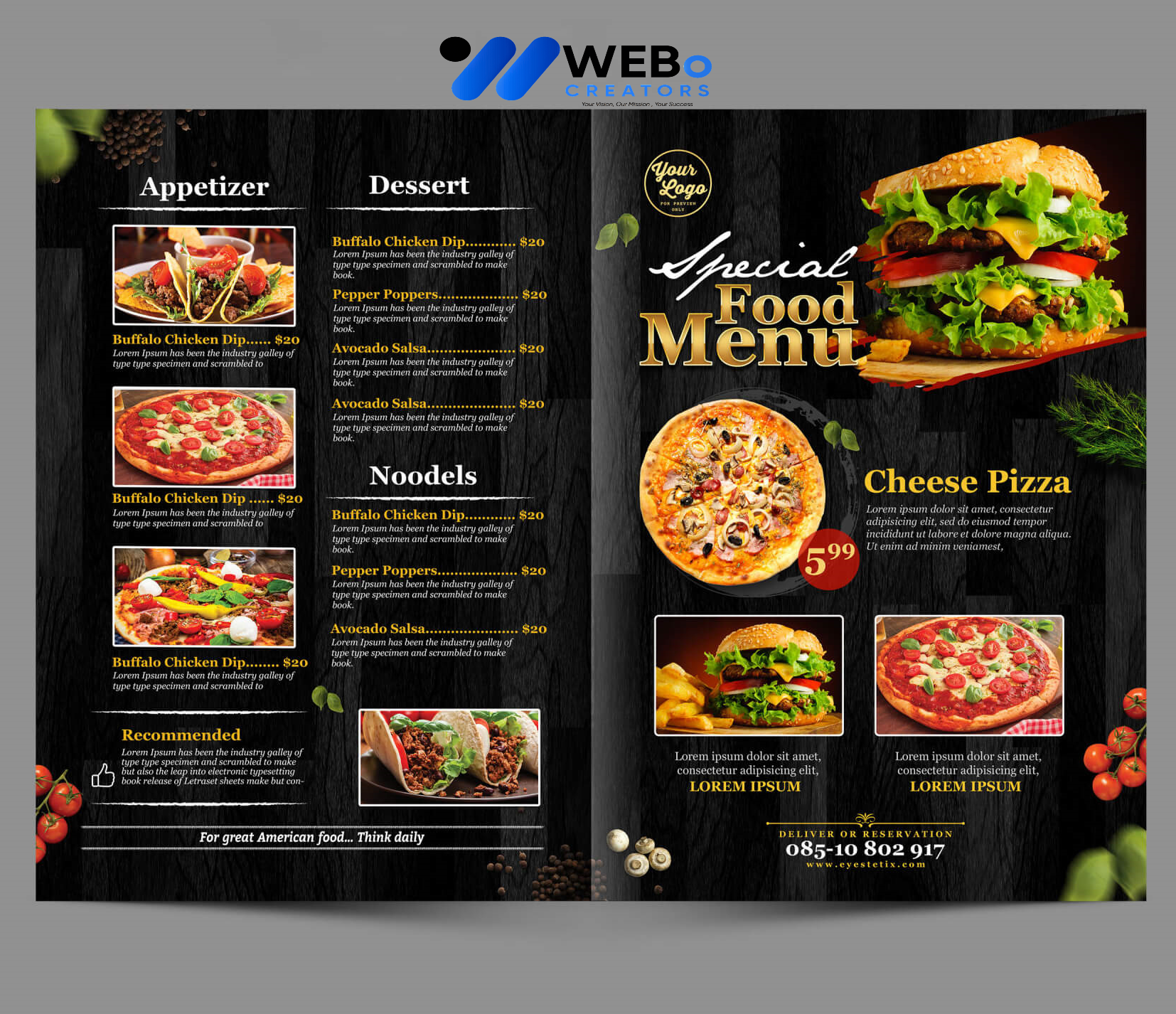 Modern restaurant menu design Dubai 2026 café menu layout food branding design services
